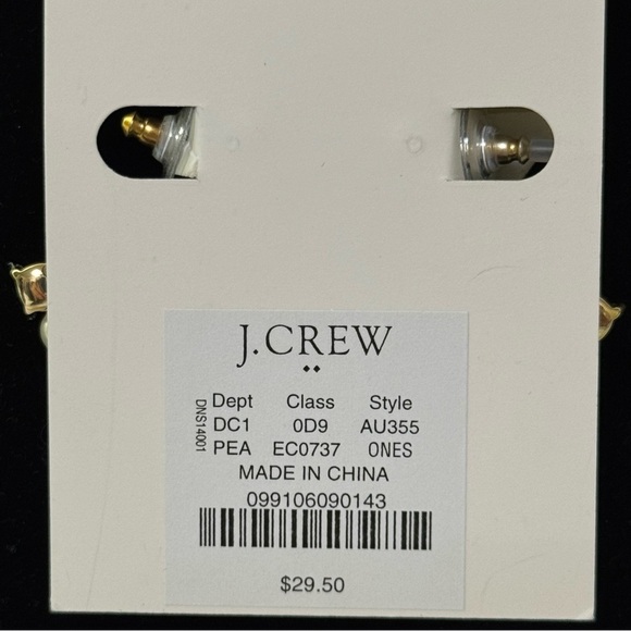 NWT J. Crew Pearl Hoop Earrings for Pieced Ears Goldtone Style AU355 - Picture 6 of 6